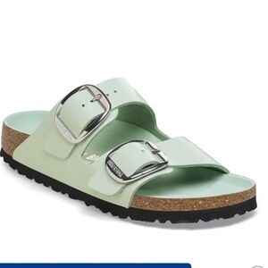 Birkenstock Arizona Big Buckle Natural Leather Patent Size 6 NEW